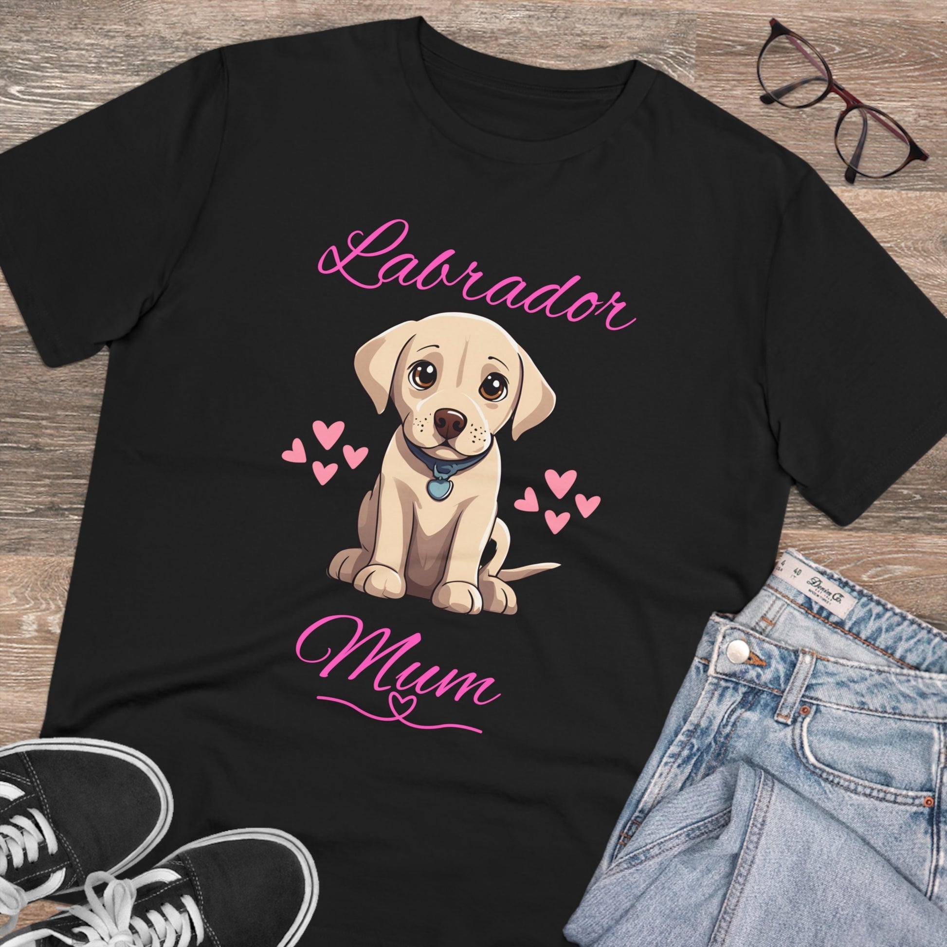 "LABRADOR MUM"t-shirt eco friendly black