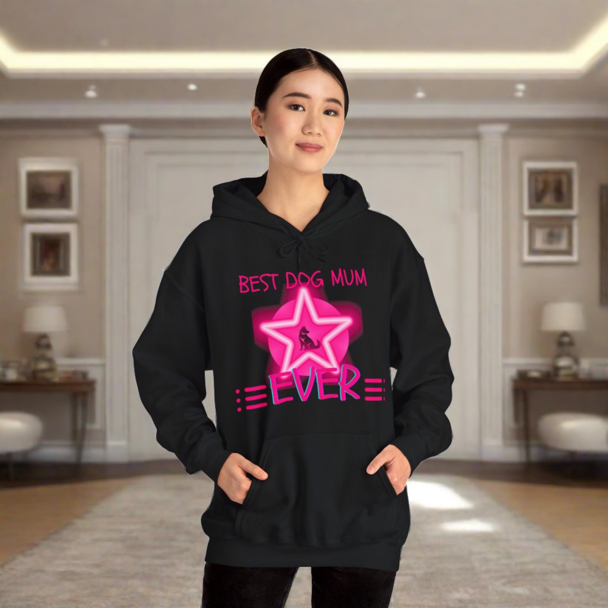 "Best Dog Mum Ever" Hooded Sweatshirt - Sniff Waggle And Walk funny dog clothes