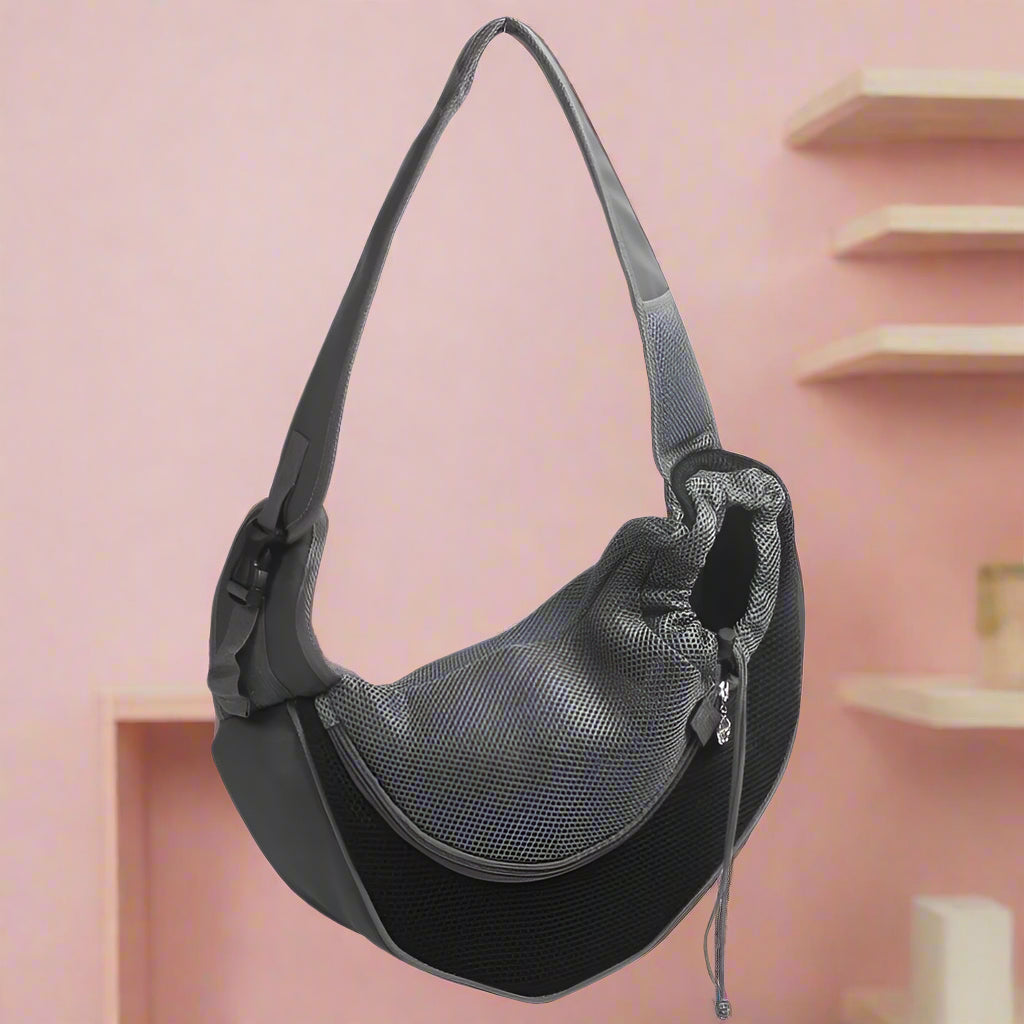 black dog Pet Carrier. - Sniff Waggle And Walk