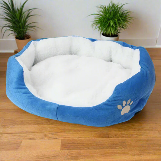 blue Lambswool bed. - Sniff Waggle And Walk