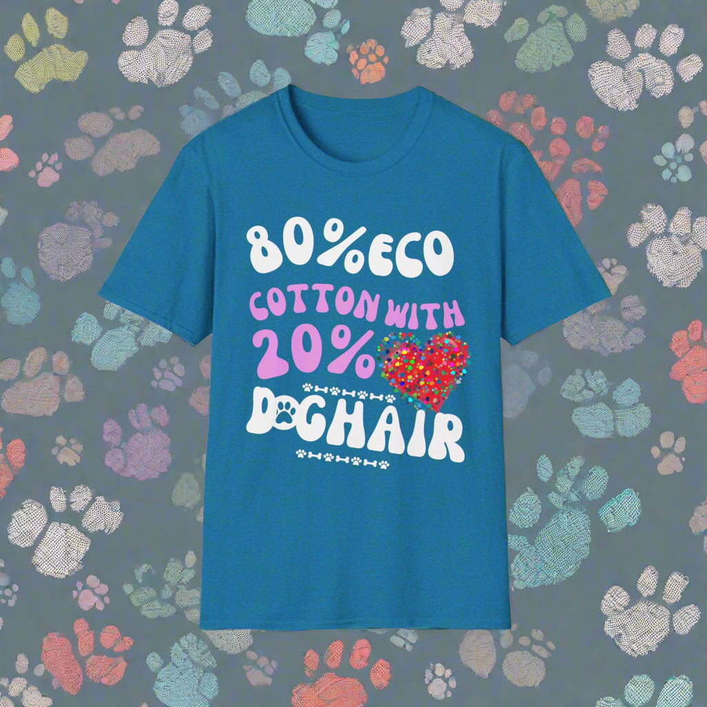 "80% COTTON 20% DOG HAIR" Unisex Softstyle T-Shirt by SniffWaggle'n'Walk™ - Sniff Waggle And Walk blue