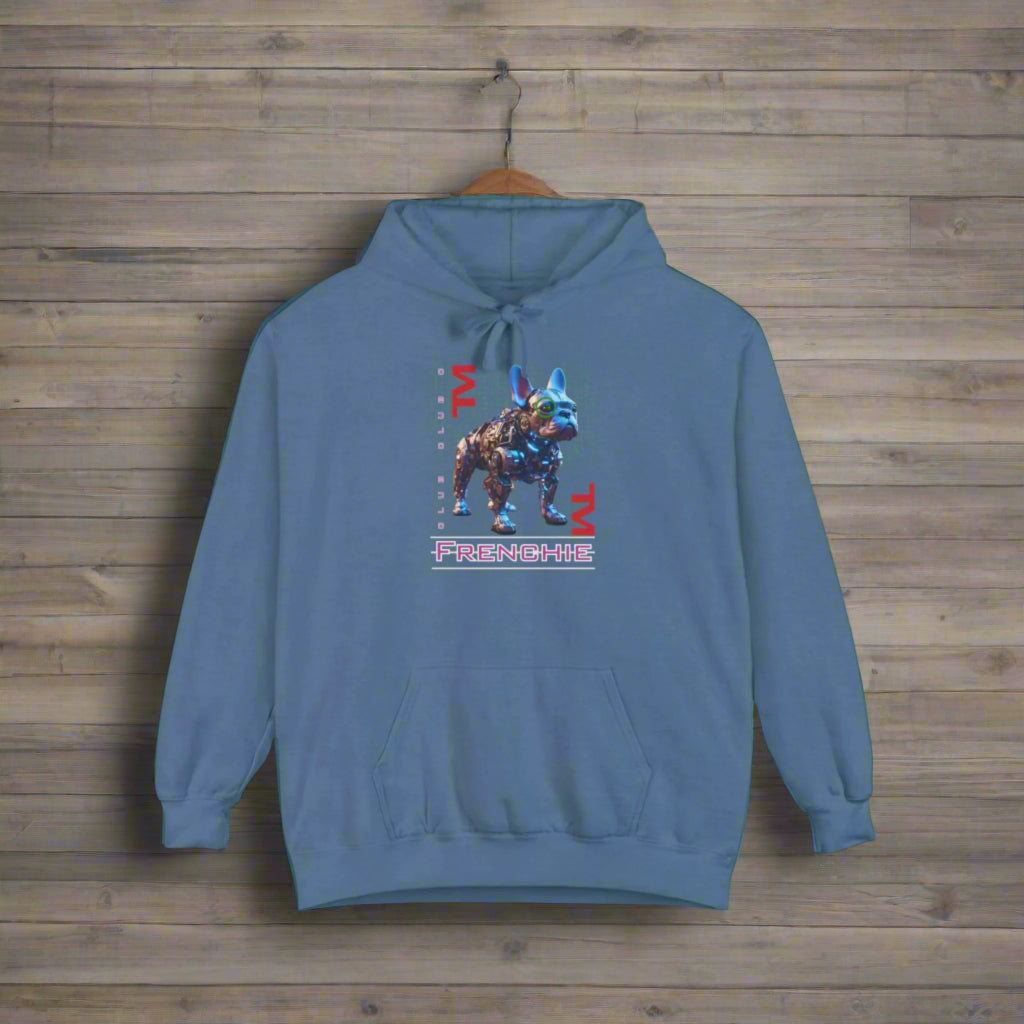 french bulldog  "Premium Cotton-Blend Hoodie – Soft, cozy, and stylish casual hoodie for everyday wear. Perfect for layering and staying warm in any season." blue