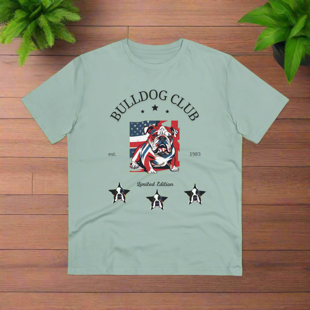 "BULLDOG CLUB"light green bulldog lovers t-shirt
