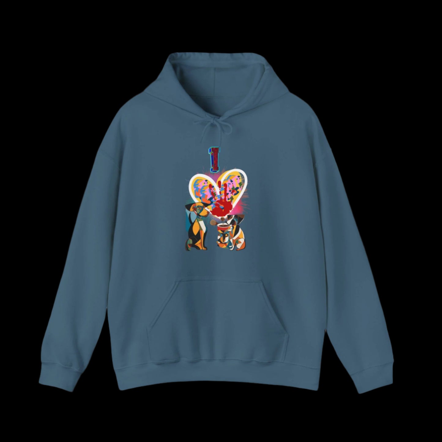 blue green i love dogs hoodie premium