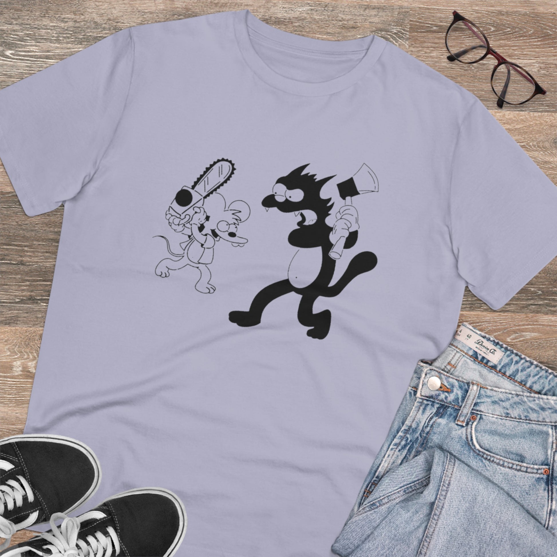 "ITCHY AND SCRATCHY" blue itchy nd scratchy tshirt
