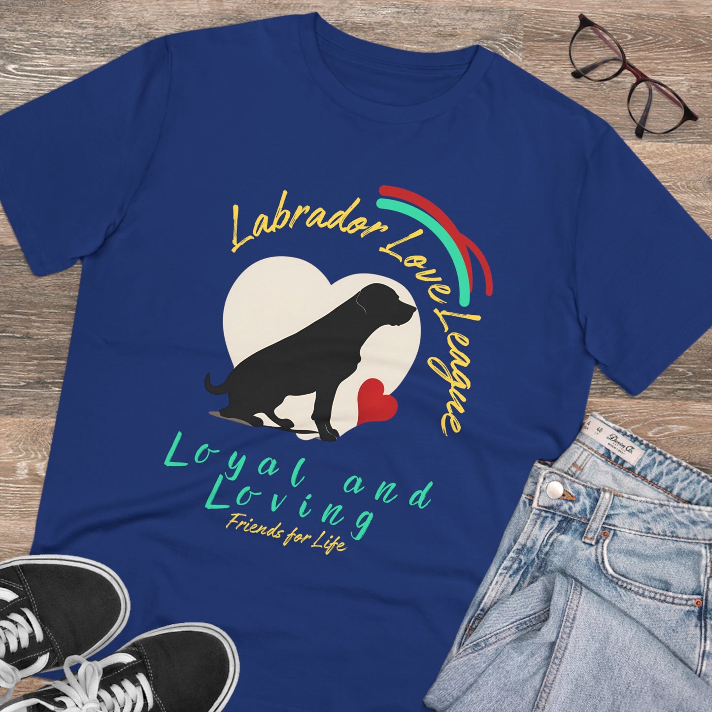 "LABRADOR LOVE LEAGUE" Organic blue tshirt