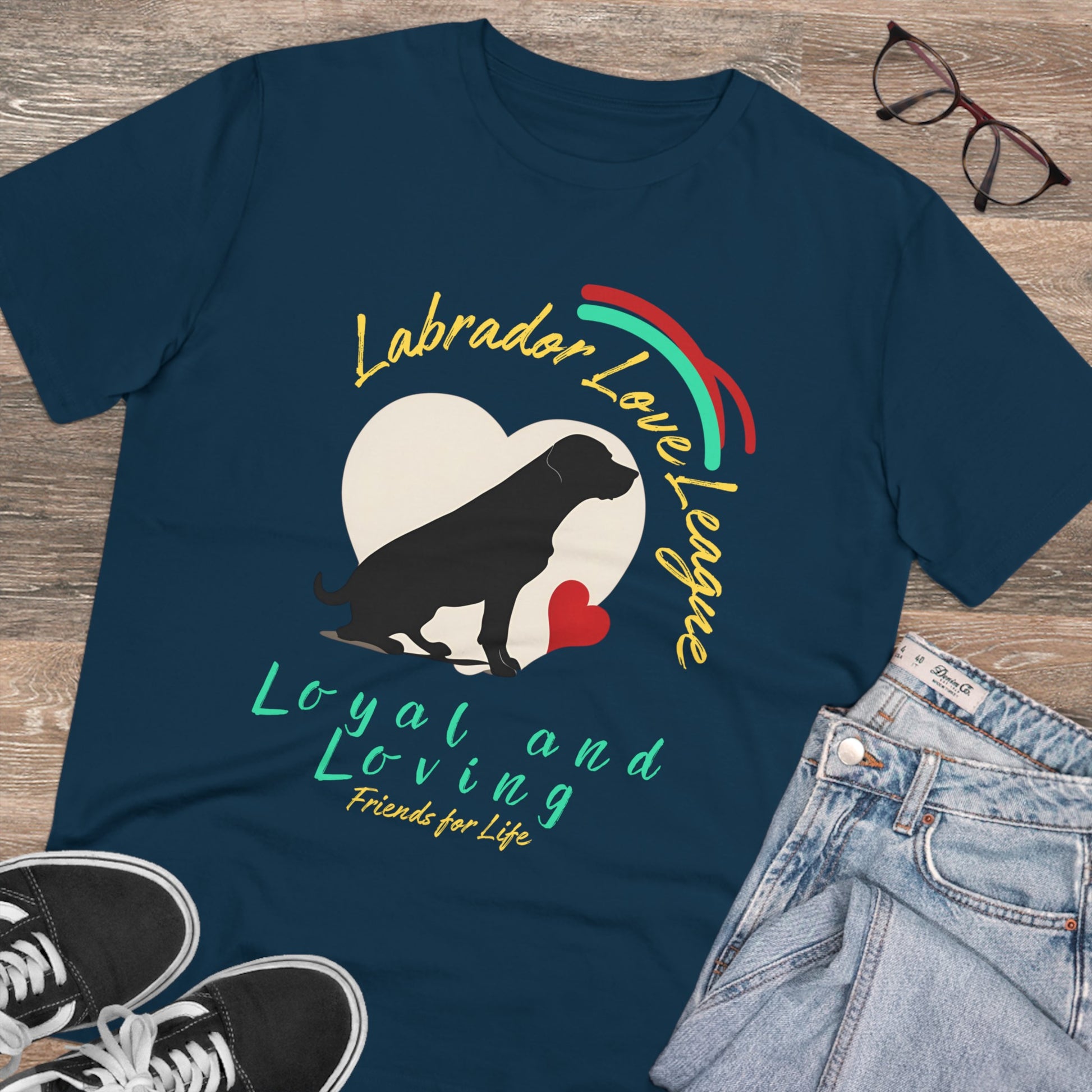 "LABRADOR LOVE LEAGUE" Organic Creator T-shirt - Unisex - Sniff Waggle And Walk blue labrador tshirt
