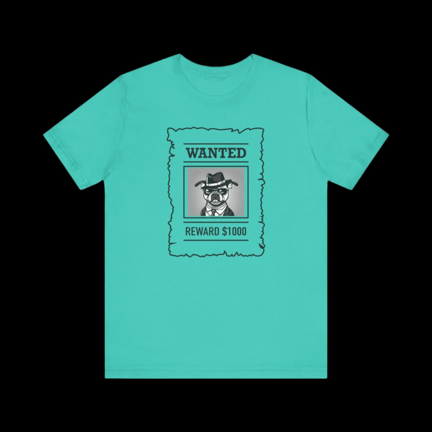 Unisex Jersey Short Sleeve "Wanted" T-shirt - Sniff Waggle And Walk blue