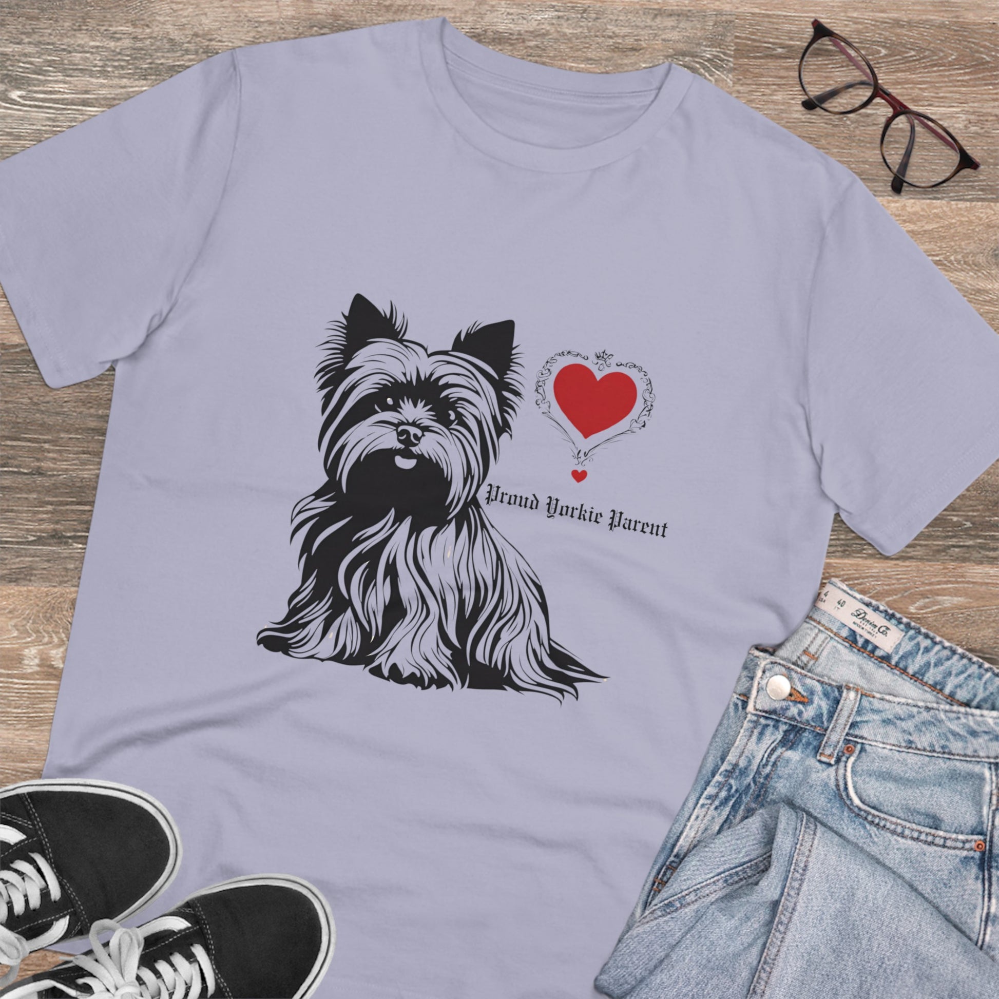 blue yorkshire terrier "PROUD YORKIE PARENT" Organic Creator T-shirt - Unisex Sniffwaggleandwalk™ - Sniff Waggle And Walk