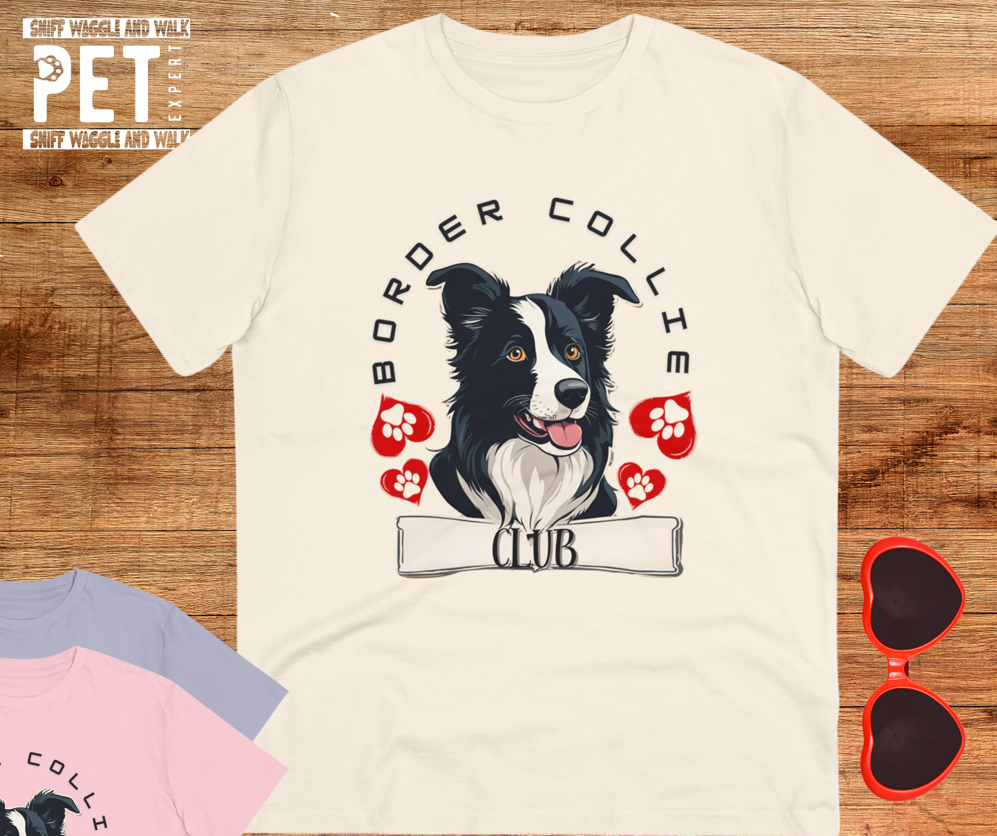 border collie tshirt white