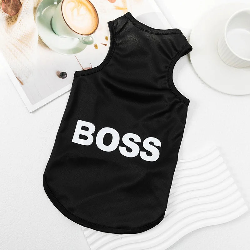 black boss dog Funny Dog clothing Vests. - Sniff Waggle And Walk
