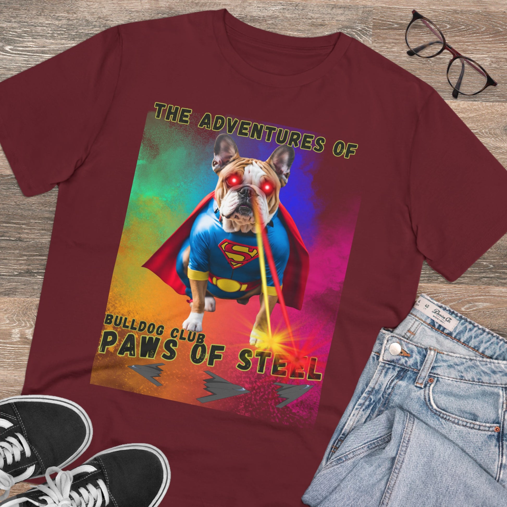 "BULLDOG CLUB burgundy bulldog owner tshirt