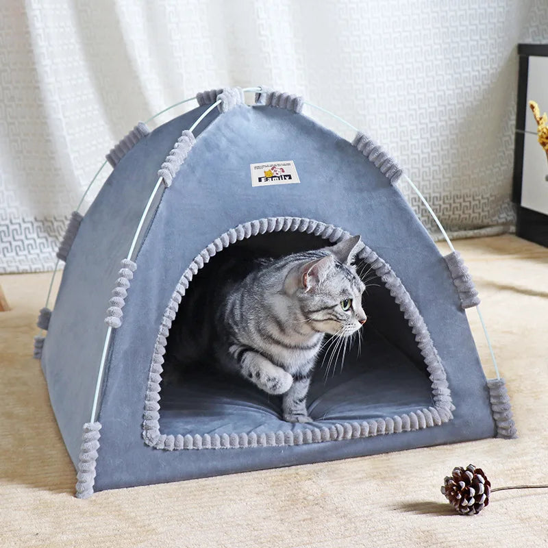 cat bed tent blue