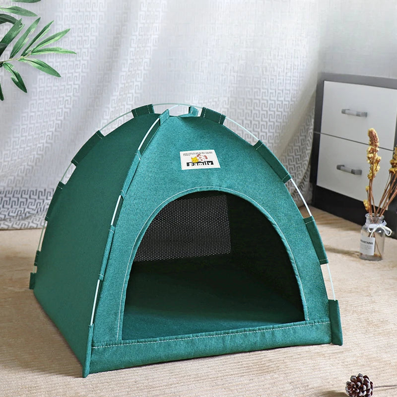 cat bed tent green