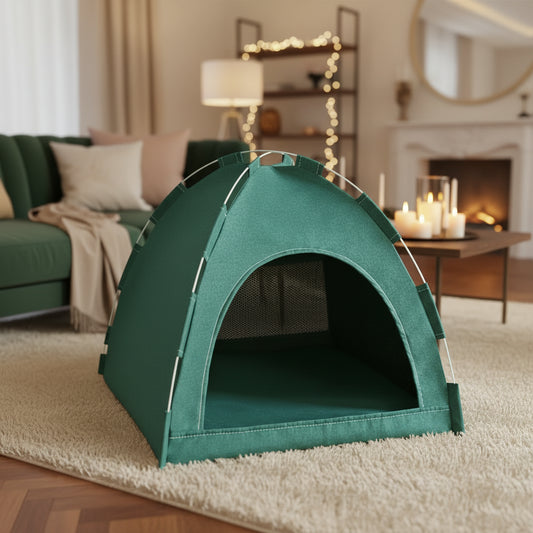 cat bed tent green