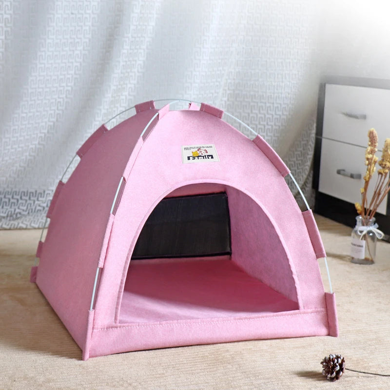 cat bed tent pink