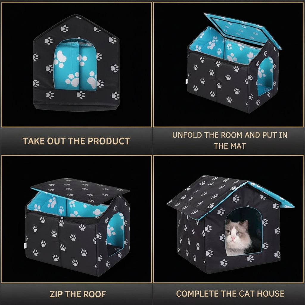 instructions for the cat house setup