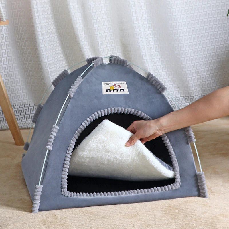 cat tent bed light blue