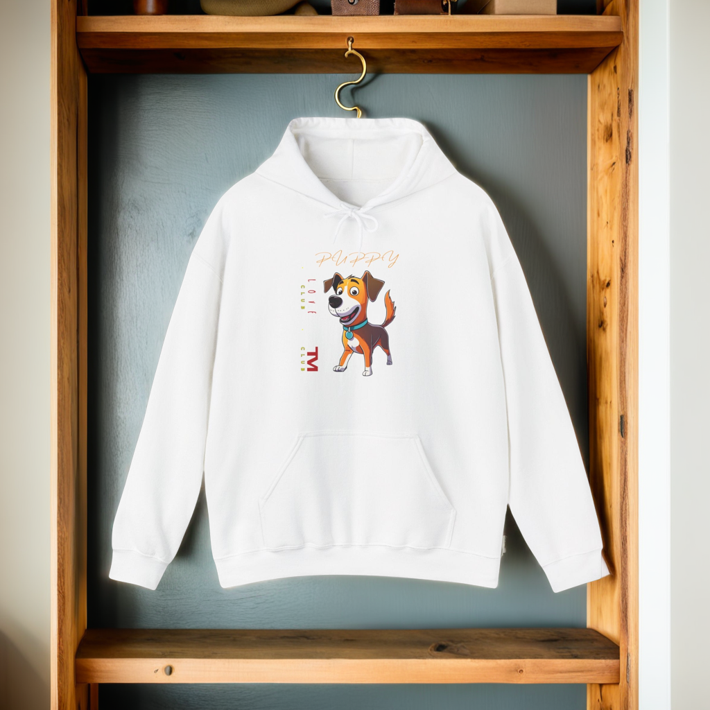 white cute puppy hoodie