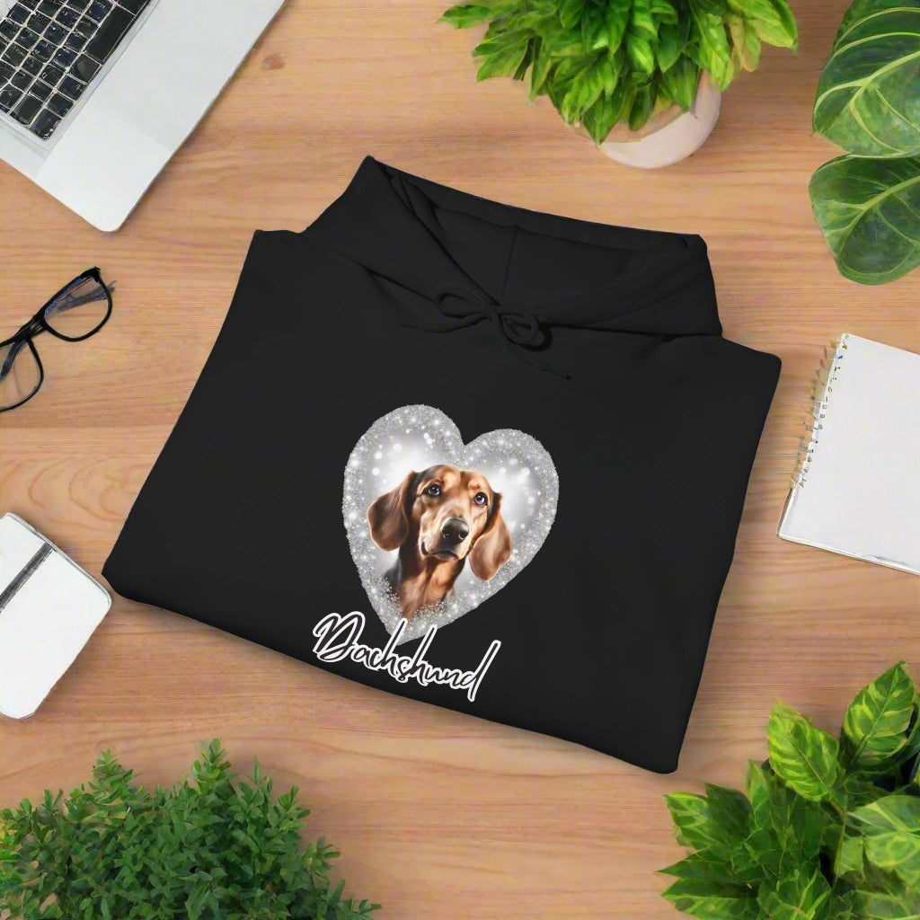 dachshund clothing dog hoodie premium sweatshirt folded view