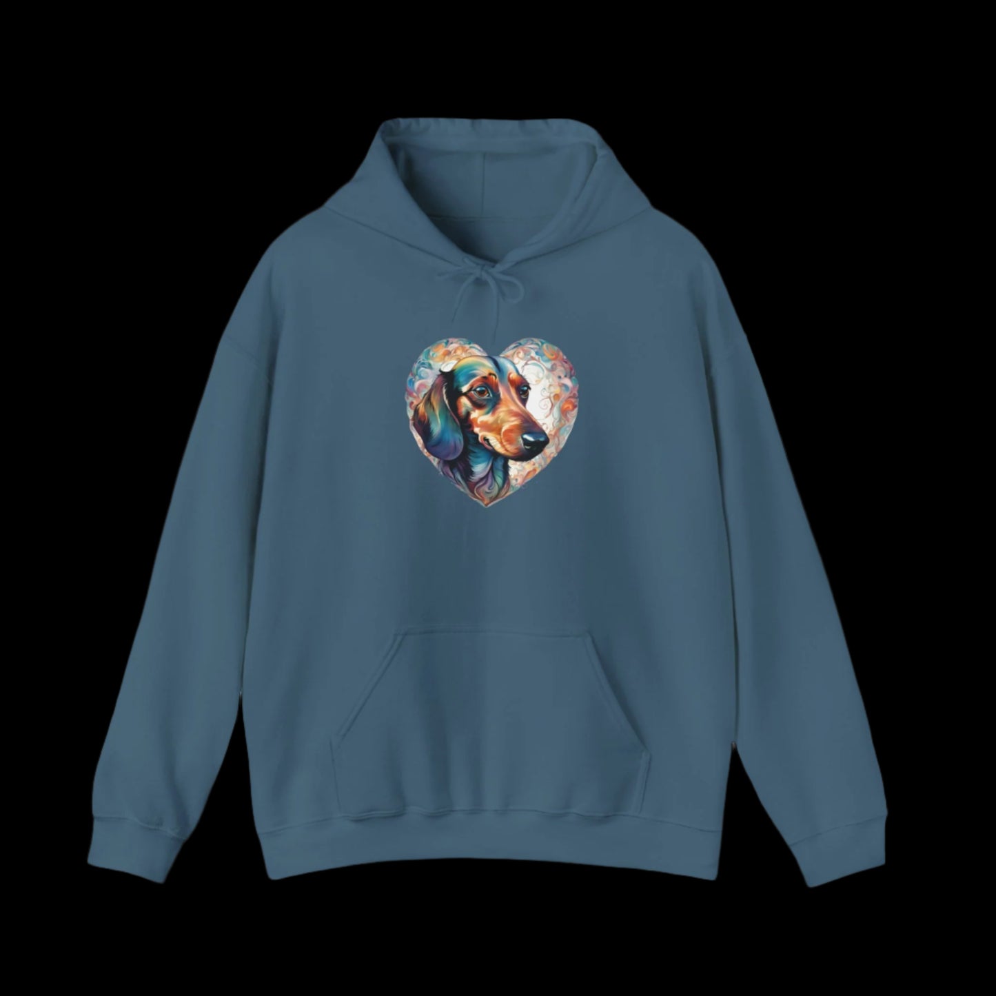 dachshund heart hoodie premium sausage dog clothes blue