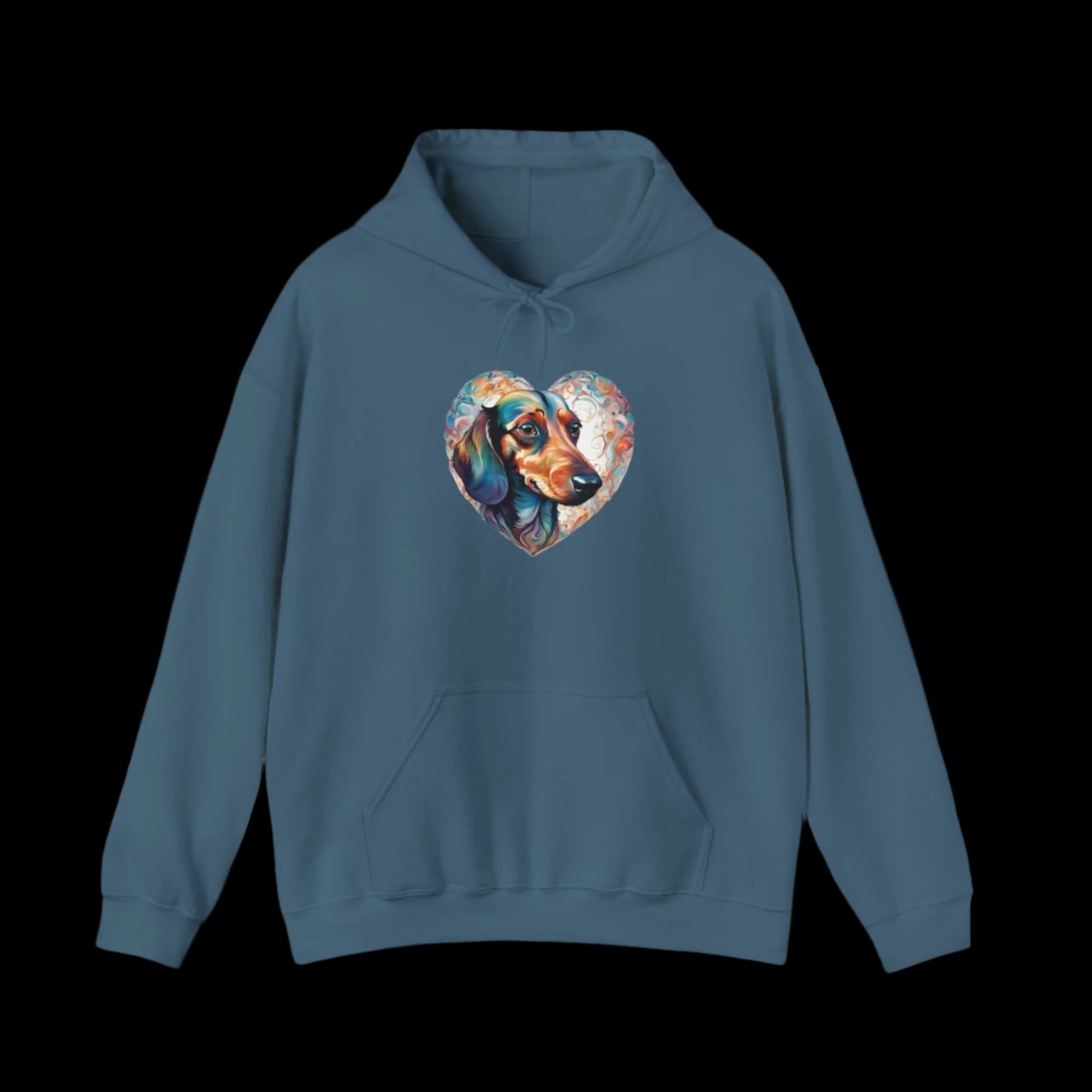 dachshund heart hoodie premium sausage dog clothes blue