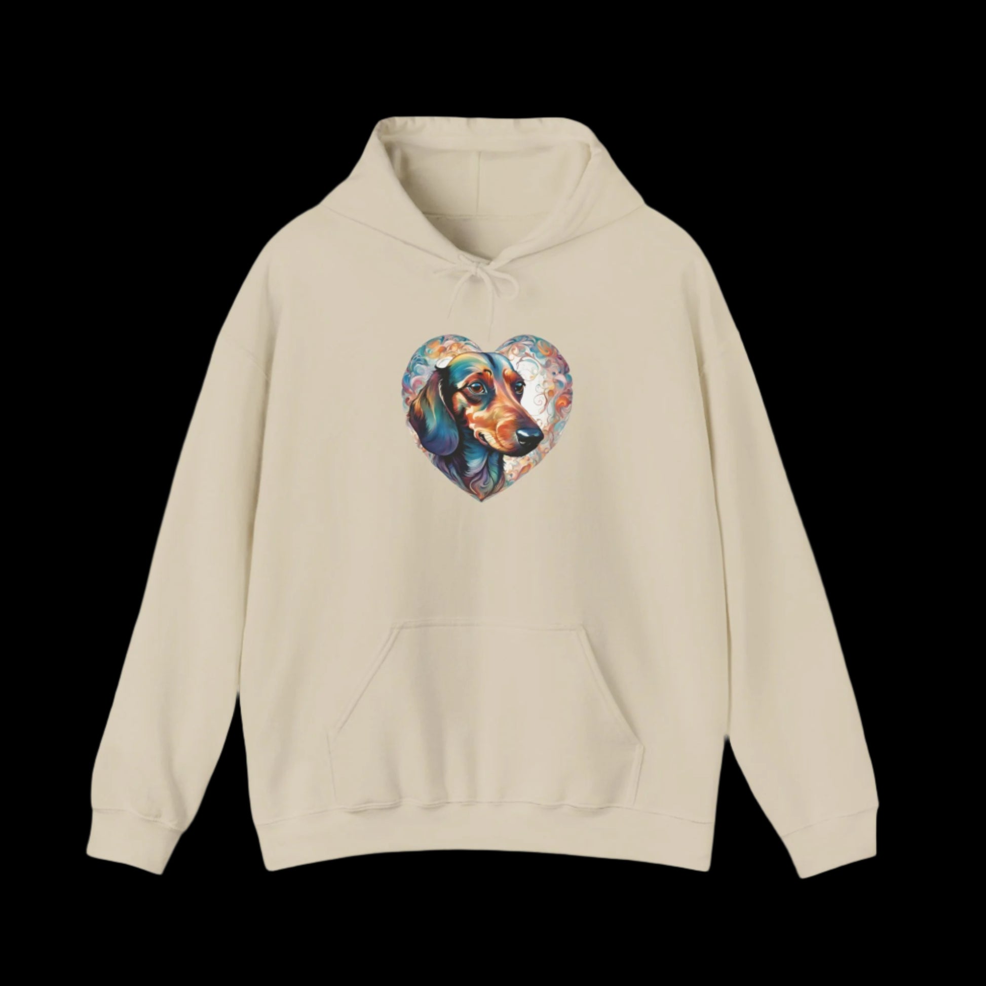 dachshund heart hoodie premium sausage dog clothes cream