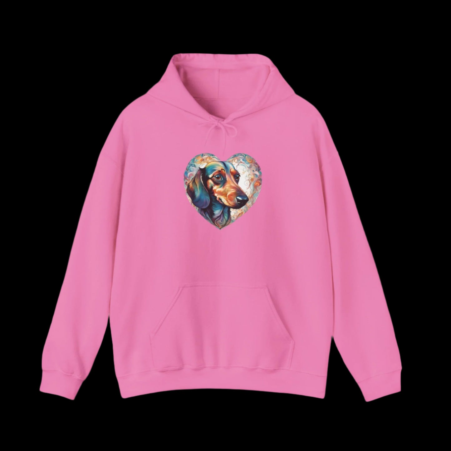 dachshund heart hoodie premium sausage dog clothes pink