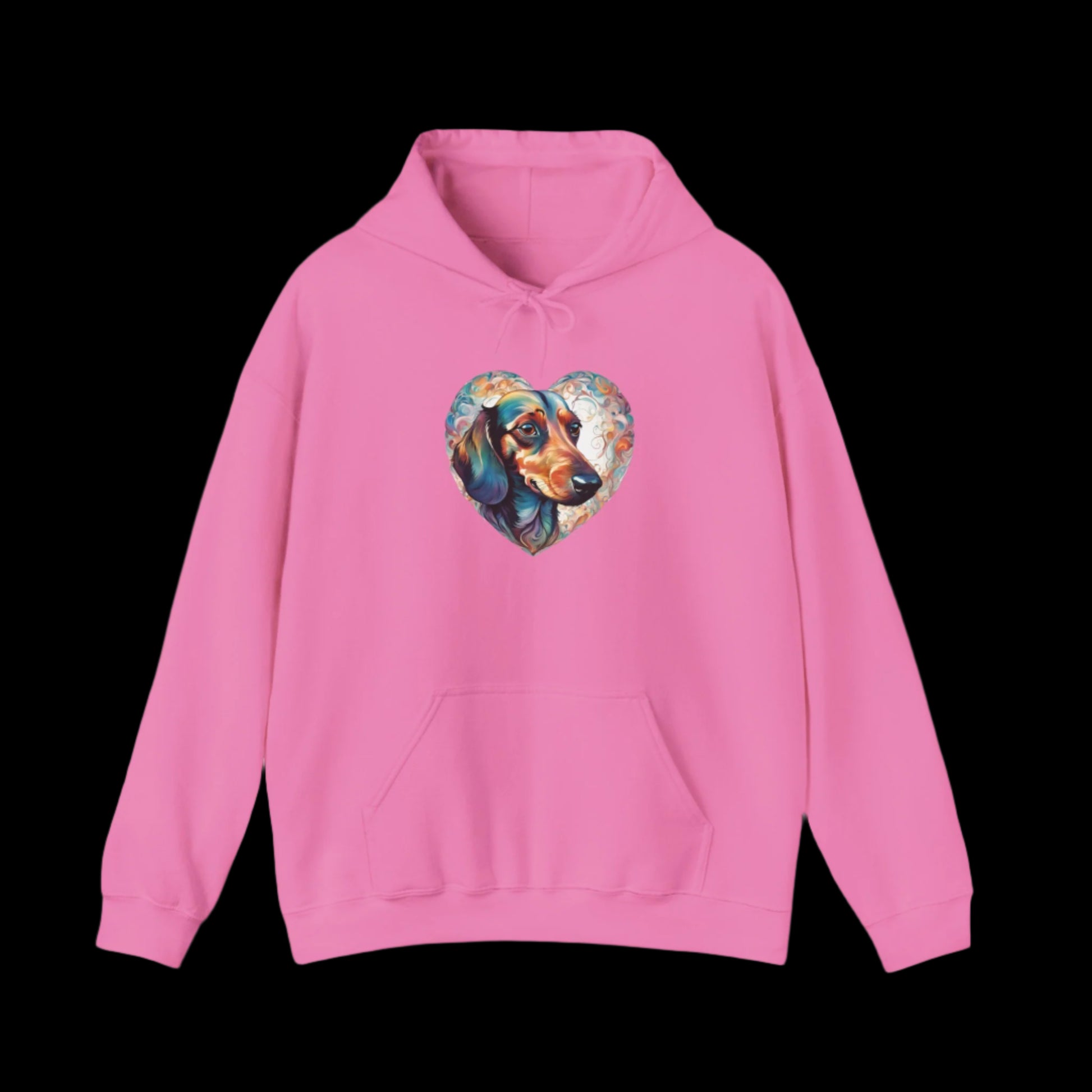 dachshund heart hoodie premium sausage dog clothes pink