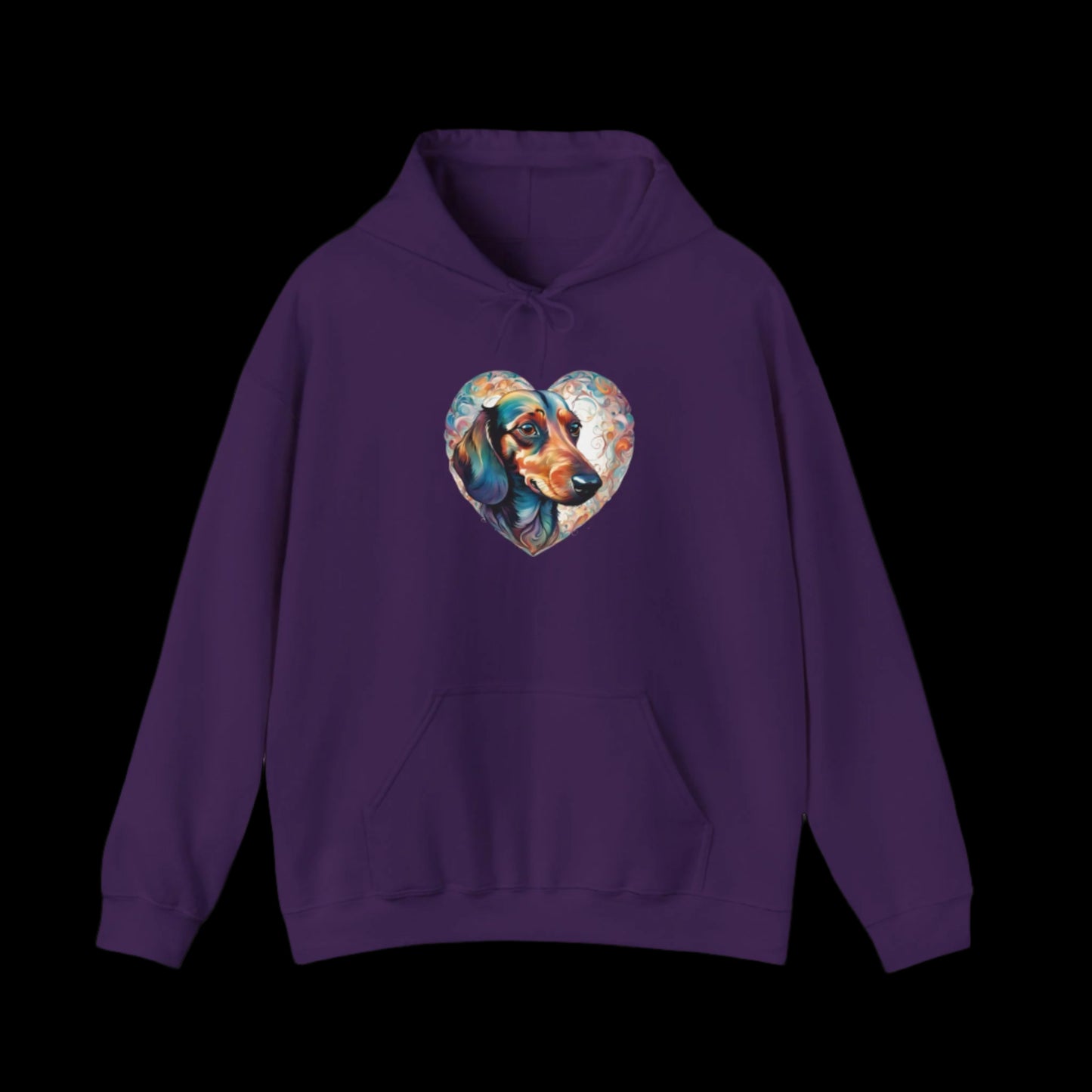dachshund heart hoodie premium sausage dog clothes purple