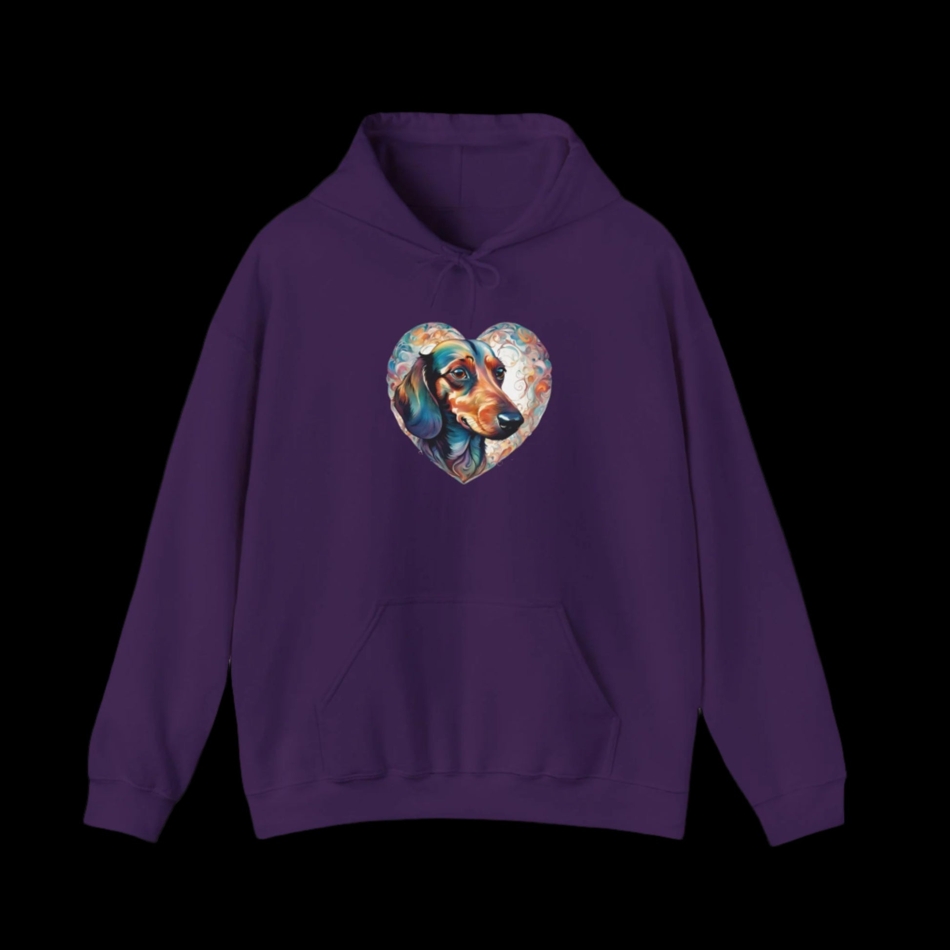 dachshund heart hoodie premium sausage dog clothes purple