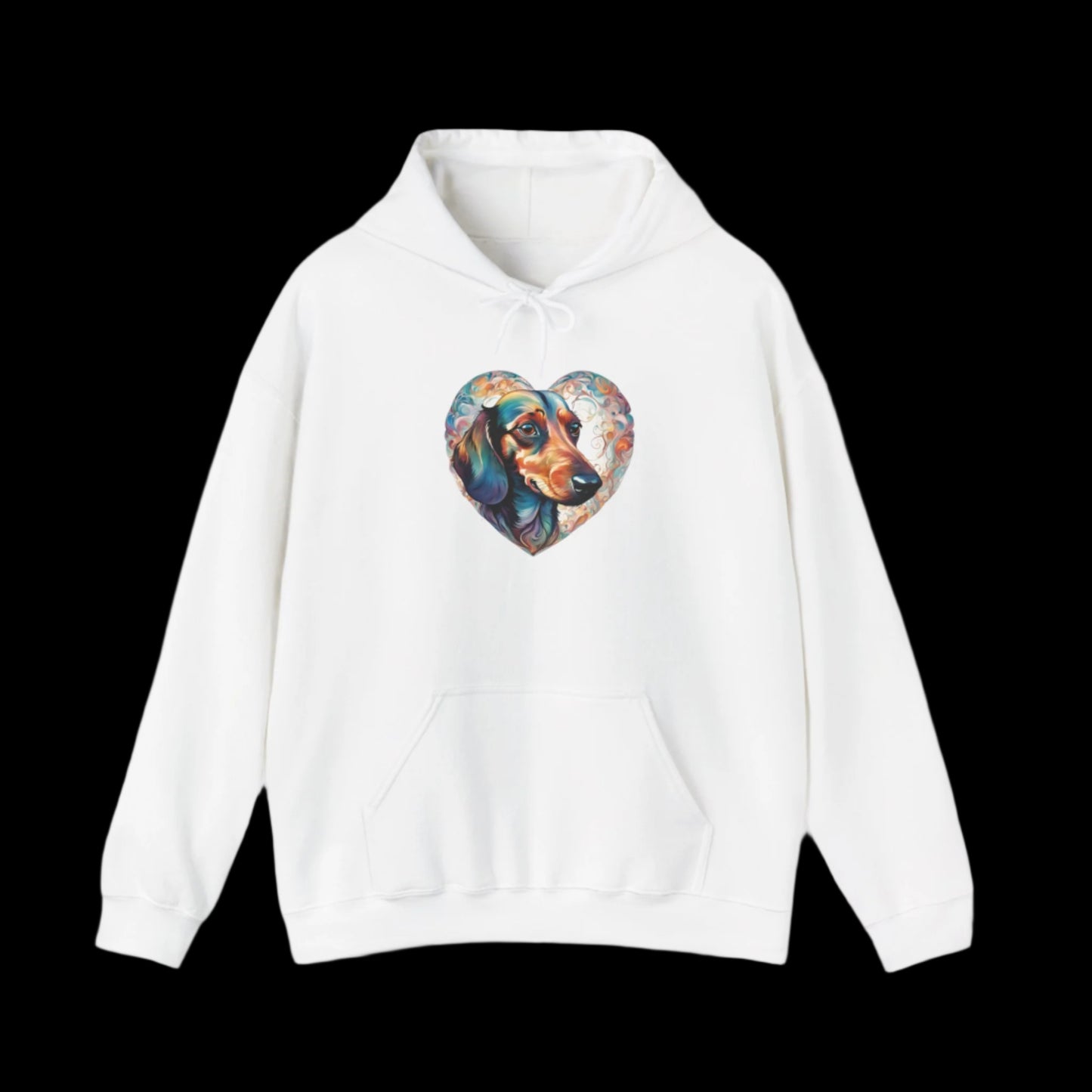 dachshund heart hoodie premium sausage dog clothes white