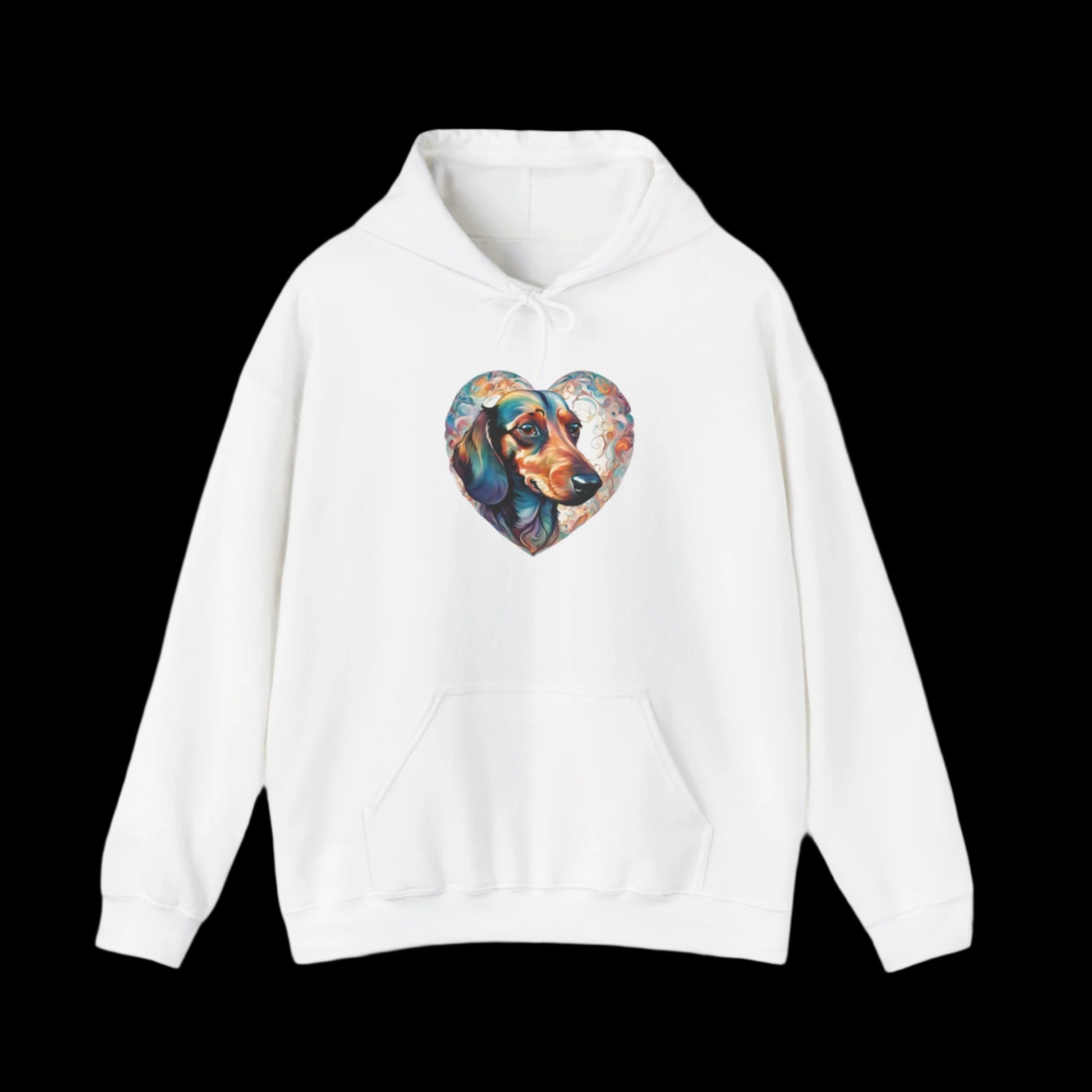dachshund heart hoodie premium sausage dog clothes white
