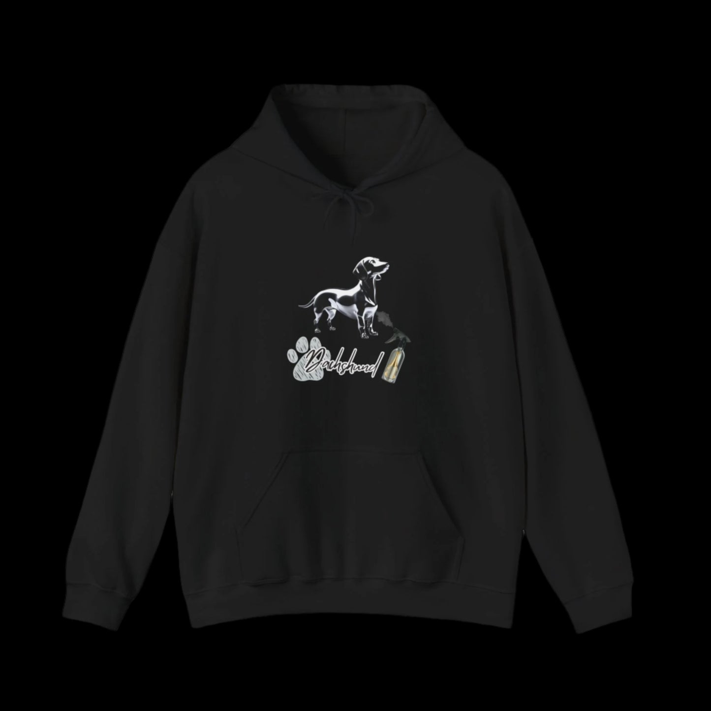 dachshund hoodie, dachshund art hoodie, dachshund lover gift, dog lover hoodie, streetwear hoodie, dachshund spray paint design, metal dachshund hoodie, artistic dachshund sweatshirt, dog mom hoodie, sausage dog hoodie sweatshirt premium black