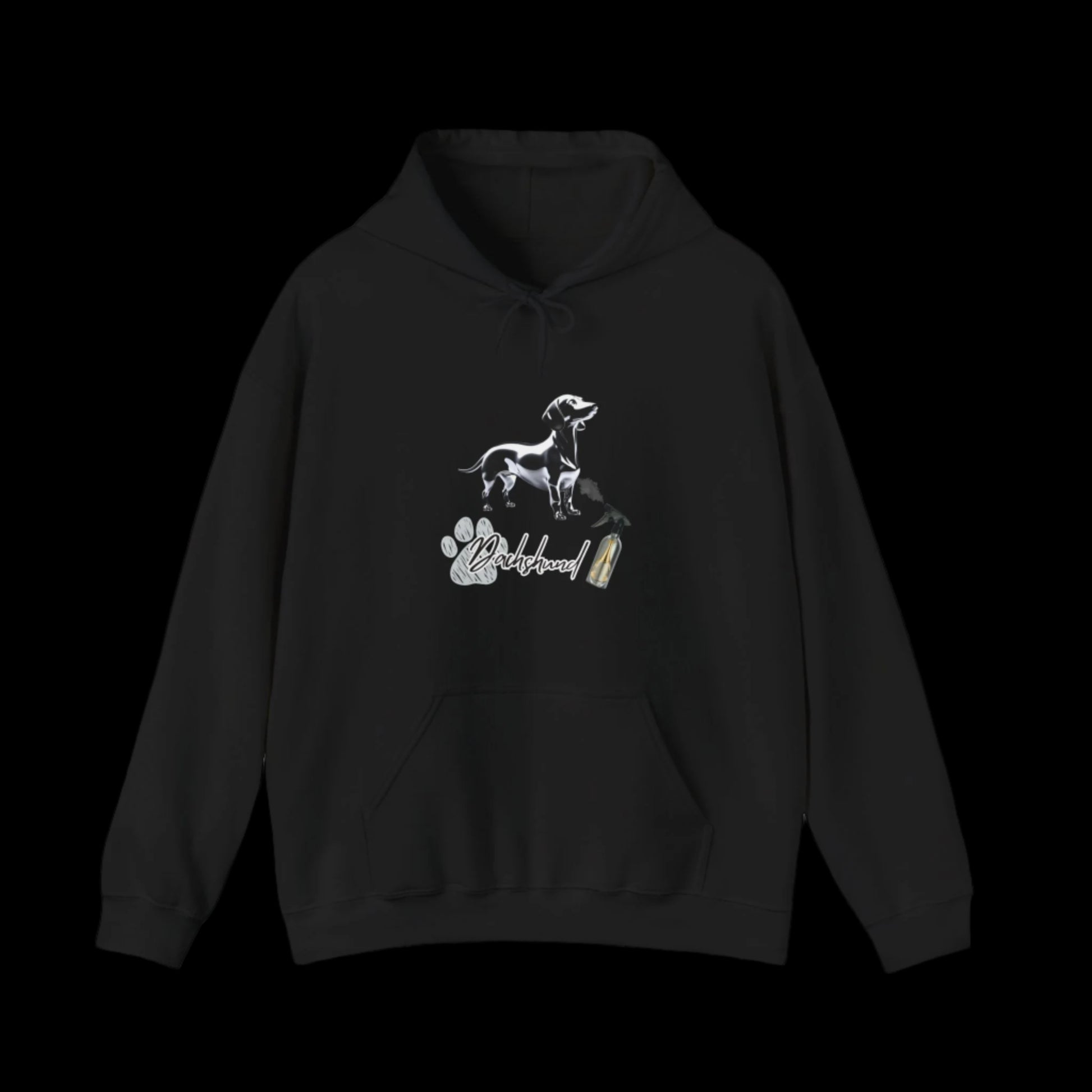 dachshund hoodie, dachshund art hoodie, dachshund lover gift, dog lover hoodie, streetwear hoodie, dachshund spray paint design, metal dachshund hoodie, artistic dachshund sweatshirt, dog mom hoodie, sausage dog hoodie sweatshirt premium black