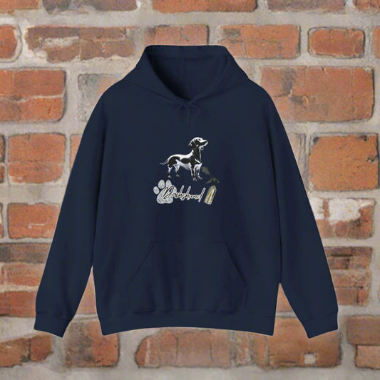 dachshund hoodie, dachshund art hoodie, dachshund lover gift, dog lover hoodie, streetwear hoodie, dachshund spray paint design, metal dachshund hoodie, artistic dachshund sweatshirt, dog mom hoodie, sausage dog hoodie sweatshirt premium blue