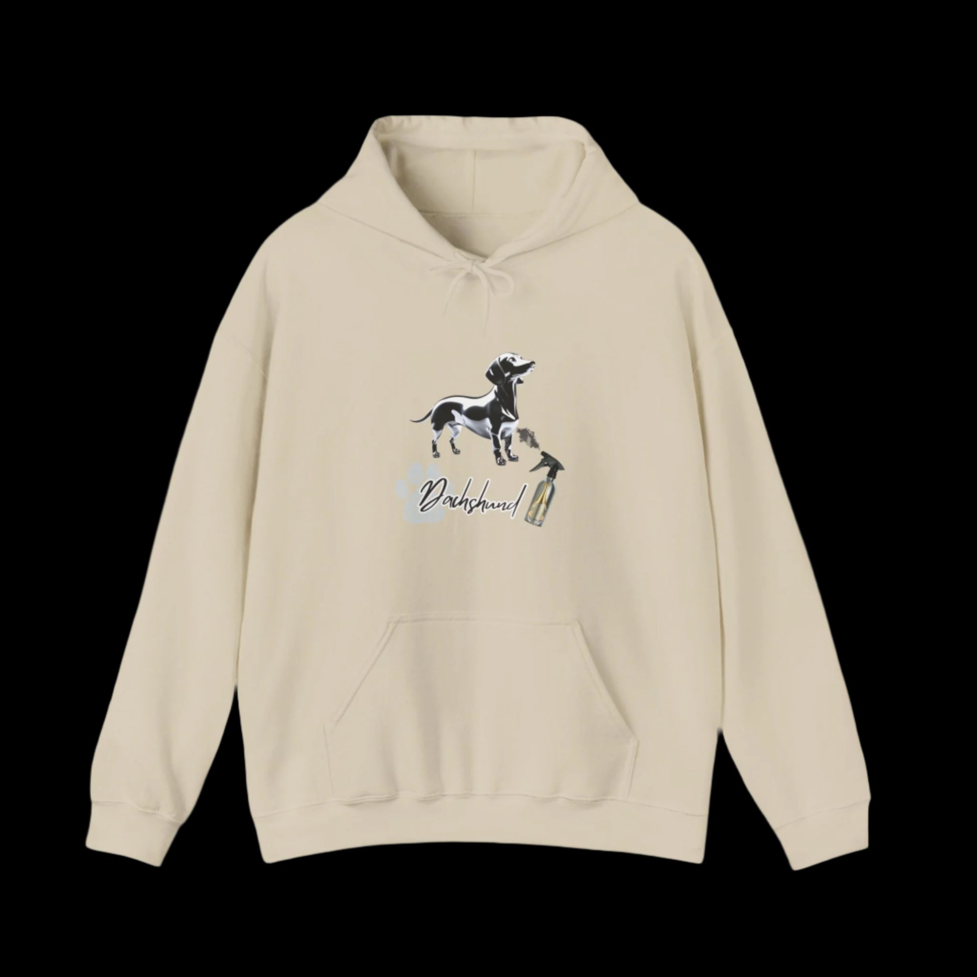 dachshund hoodie, dachshund art hoodie, dachshund lover gift, dog lover hoodie, streetwear hoodie, dachshund spray paint design, metal dachshund hoodie, artistic dachshund sweatshirt, dog mom hoodie, sausage dog hoodie sweatshirt premium cream