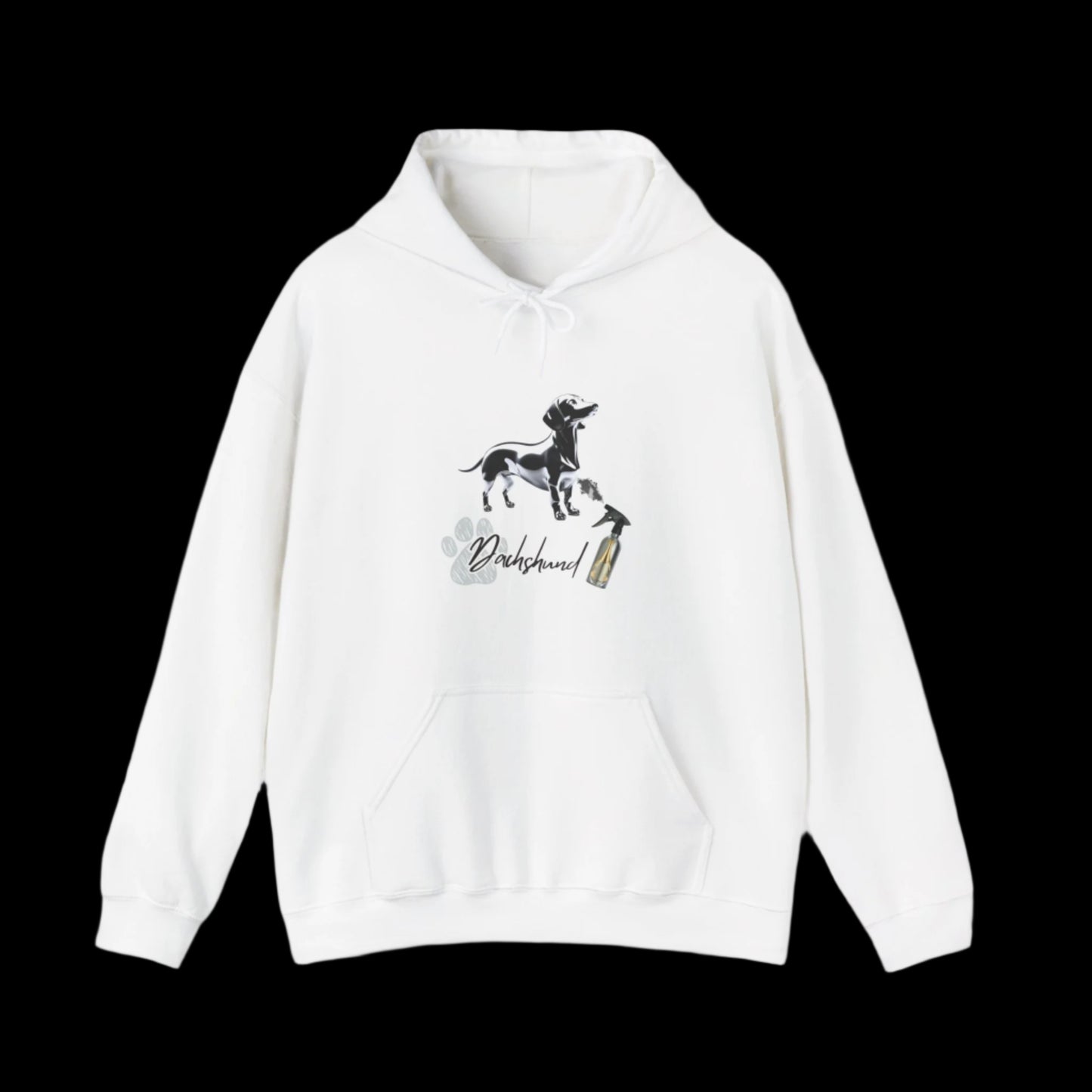 dachshund hoodie, dachshund art hoodie, dachshund lover gift, dog lover hoodie, streetwear hoodie, dachshund spray paint design, metal dachshund hoodie, artistic dachshund sweatshirt, dog mom hoodie, sausage dog hoodie sweatshirt premium white