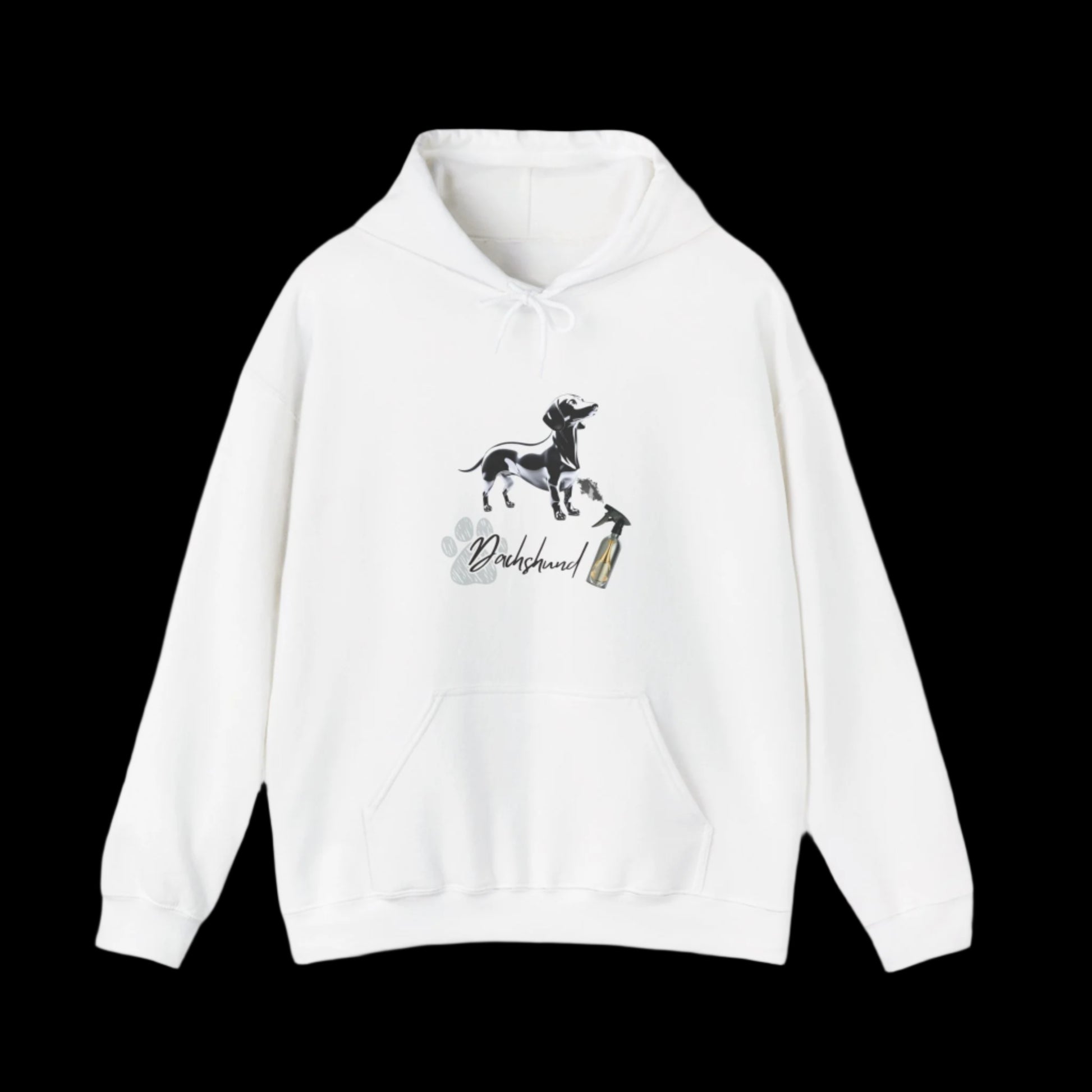 dachshund hoodie, dachshund art hoodie, dachshund lover gift, dog lover hoodie, streetwear hoodie, dachshund spray paint design, metal dachshund hoodie, artistic dachshund sweatshirt, dog mom hoodie, sausage dog hoodie sweatshirt premium white