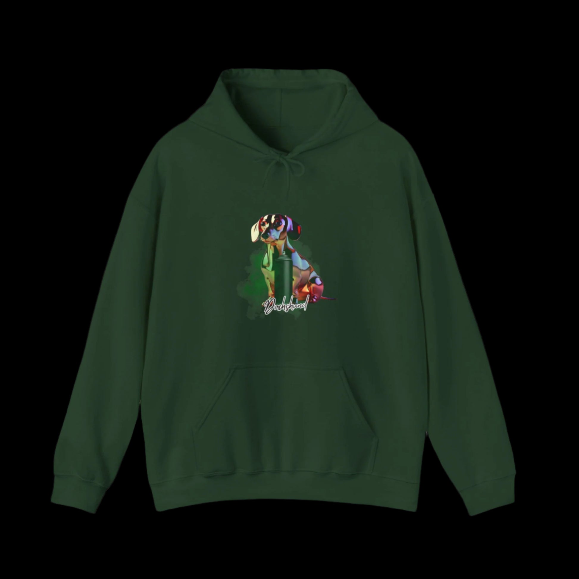 dachshund hoodie, dachshund lover gift, dog lover hoodie, cozy dog hoodie dark green premium