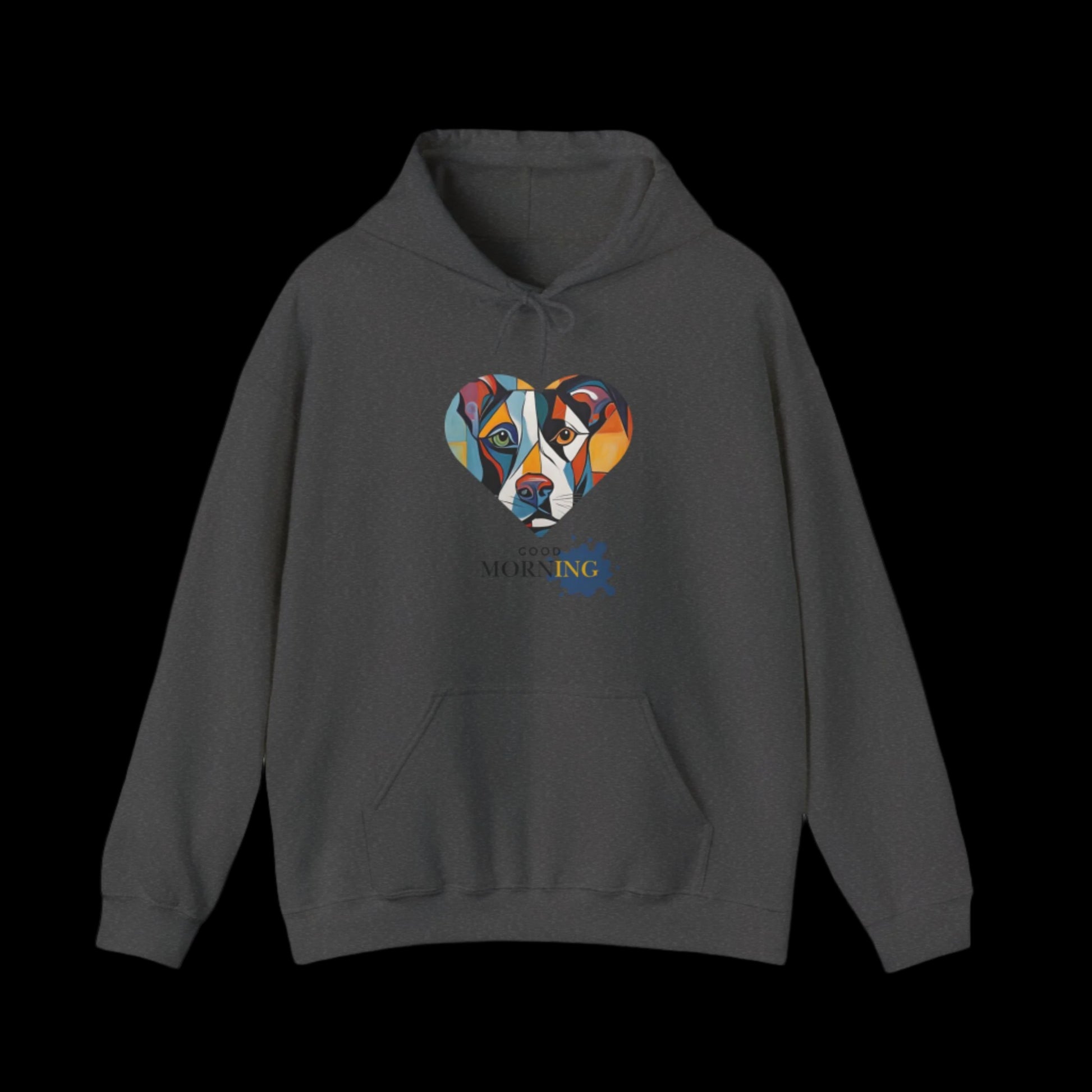 dark gray good morning dog abstract design og walking clothes