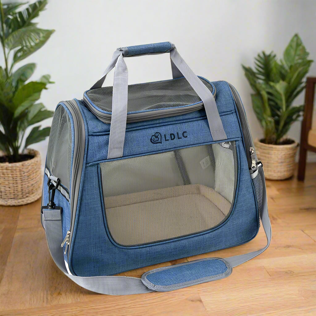 Dog Carrier Shoulder Bag - Sniff Waggle And Walk blue