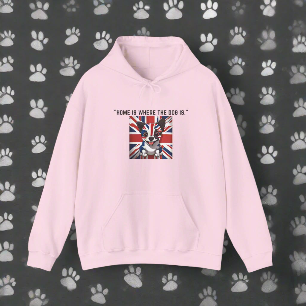pink "Home is where the dog is." Hooded Sweatshirt - Sniff Waggle And Walk