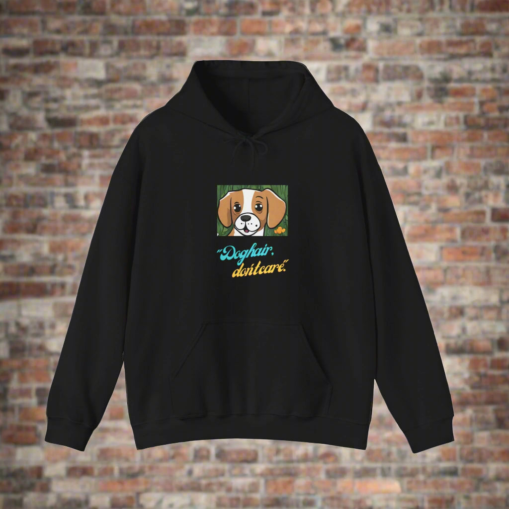 black Dog Hair Dont Care Hooded Sweatshirt - Sniff Waggle And Walk
