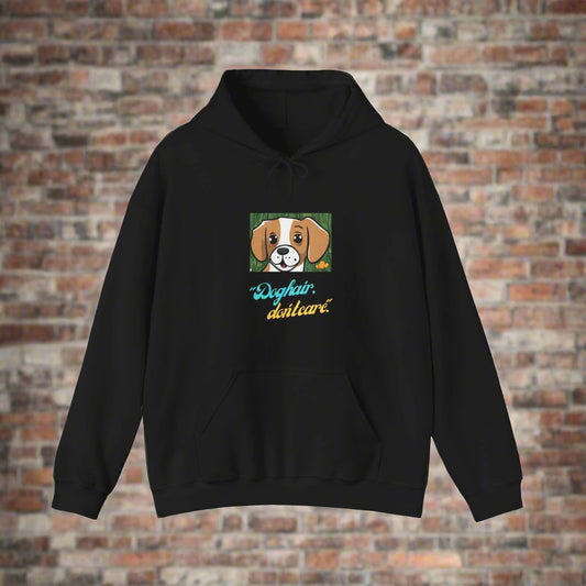 black Dog Hair Dont Care Hooded Sweatshirt - Sniff Waggle And Walk