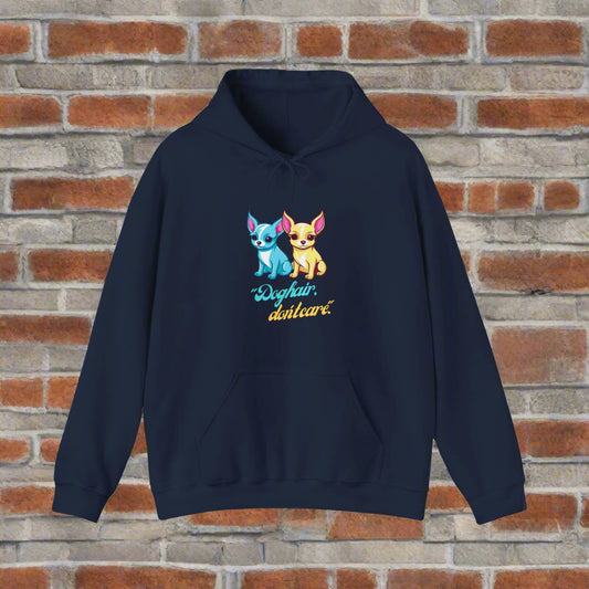 Unisex Heavy Blend™ Dog Hair I dont care Hooded Sweatshirt - Sniff Waggle And Walk blue