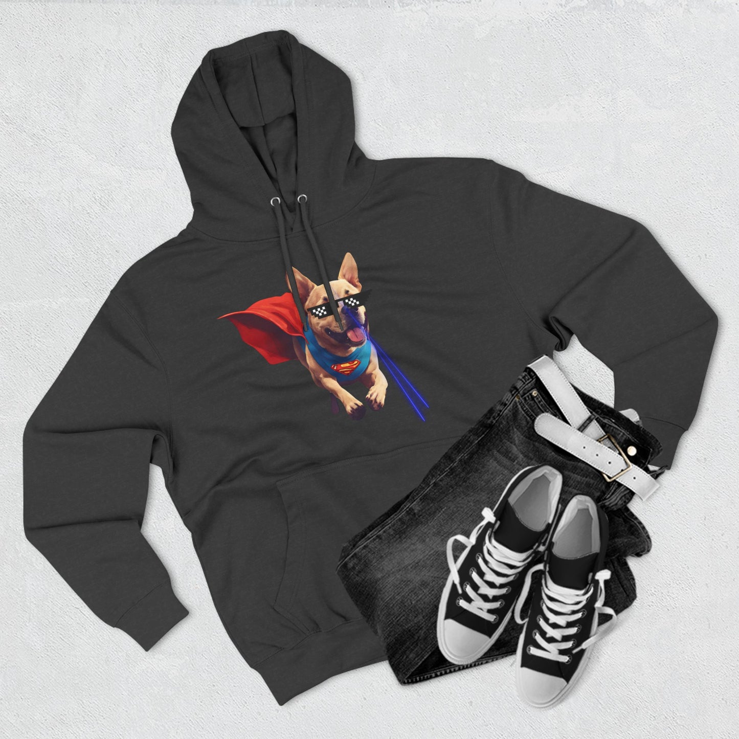 SniffwaggleNwalk™ "Super Dog" Three panel Fleece Hoodie - Sniff Waggle And Walk