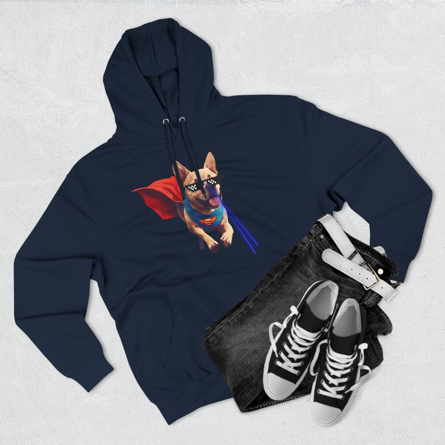 dog hoodie dog clothing dog lover hoodie "Super Dog" Three panel Fleece Hoodie - Sniff Waggle And Walk