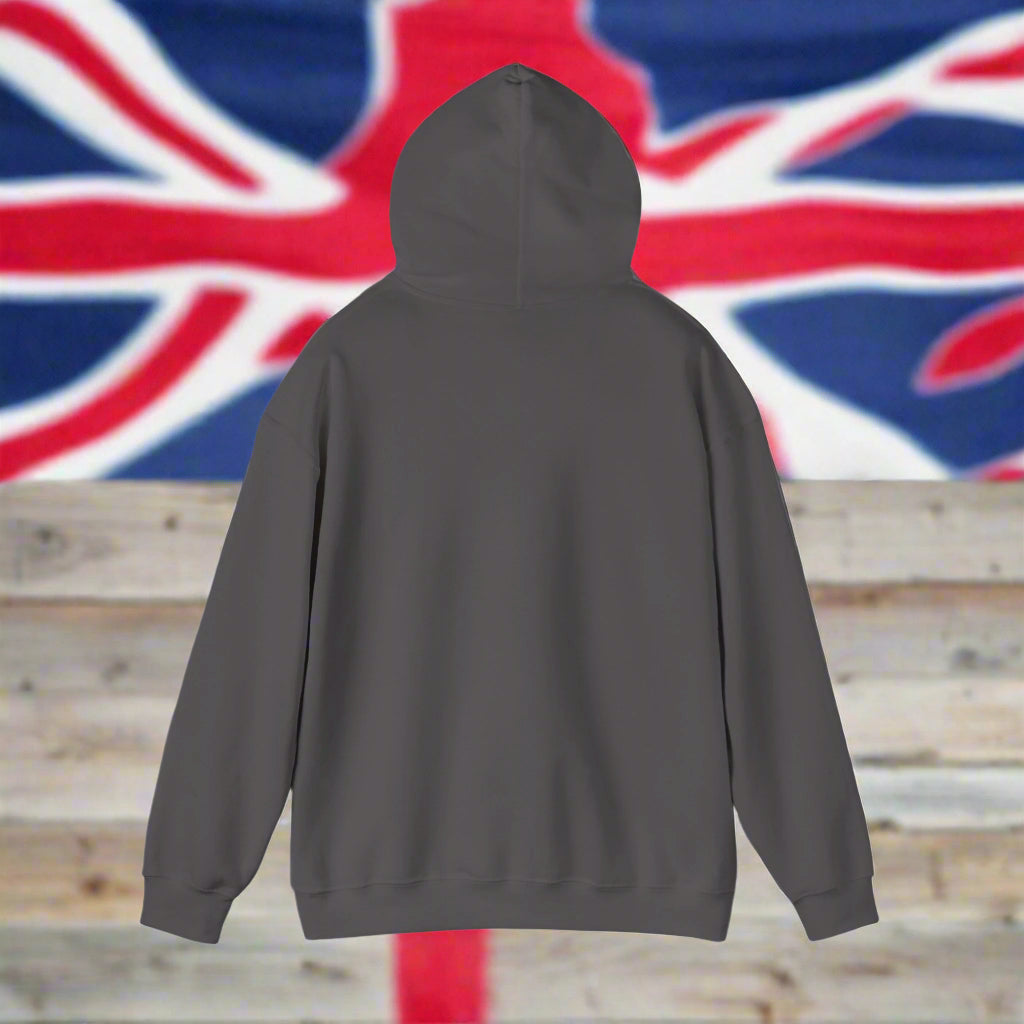 Unisex Blend™ "All you need is love and a dog." Hooded Sweatshirt - Sniff Waggle And Walk gray hood up view