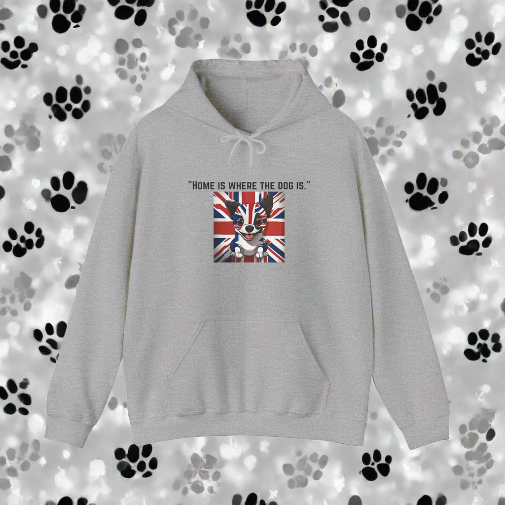 "Home is where the dog is." Hooded Sweatshirt - Sniff Waggle And Walk gray gift